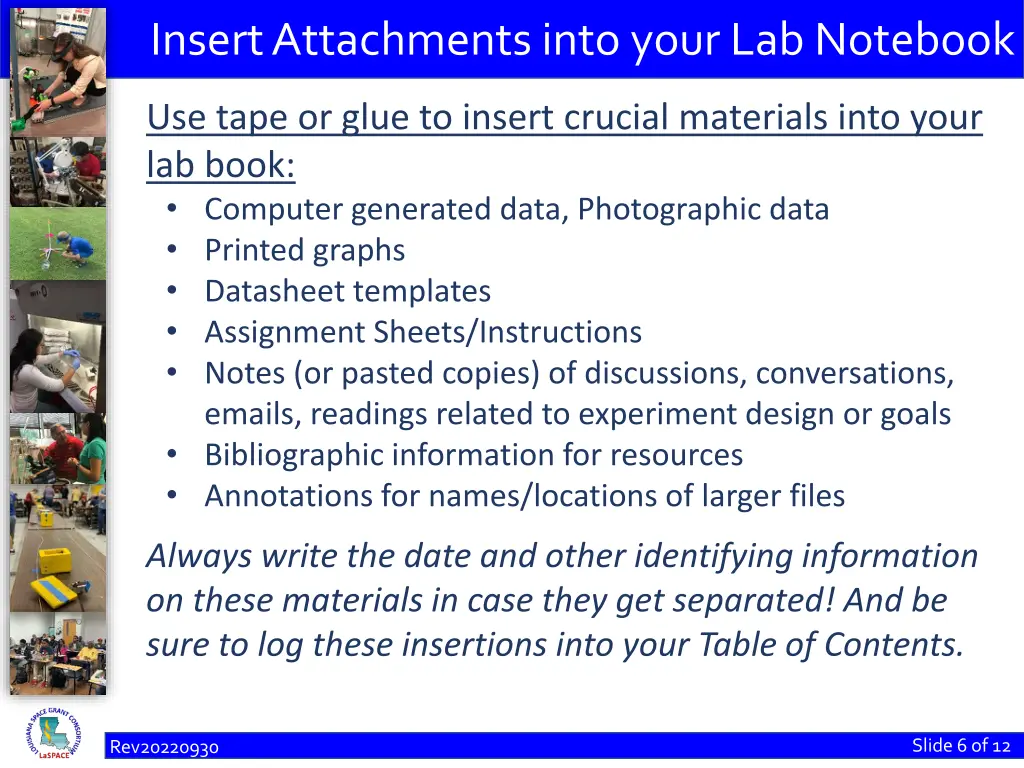 insert attachments into your lab notebook