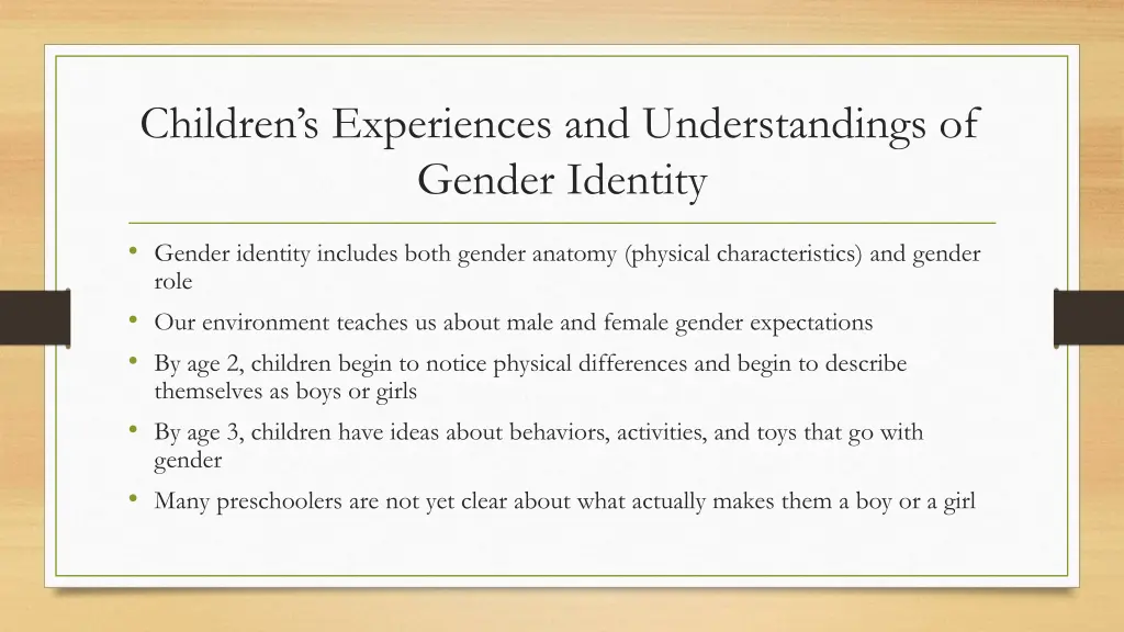 children s experiences and understandings