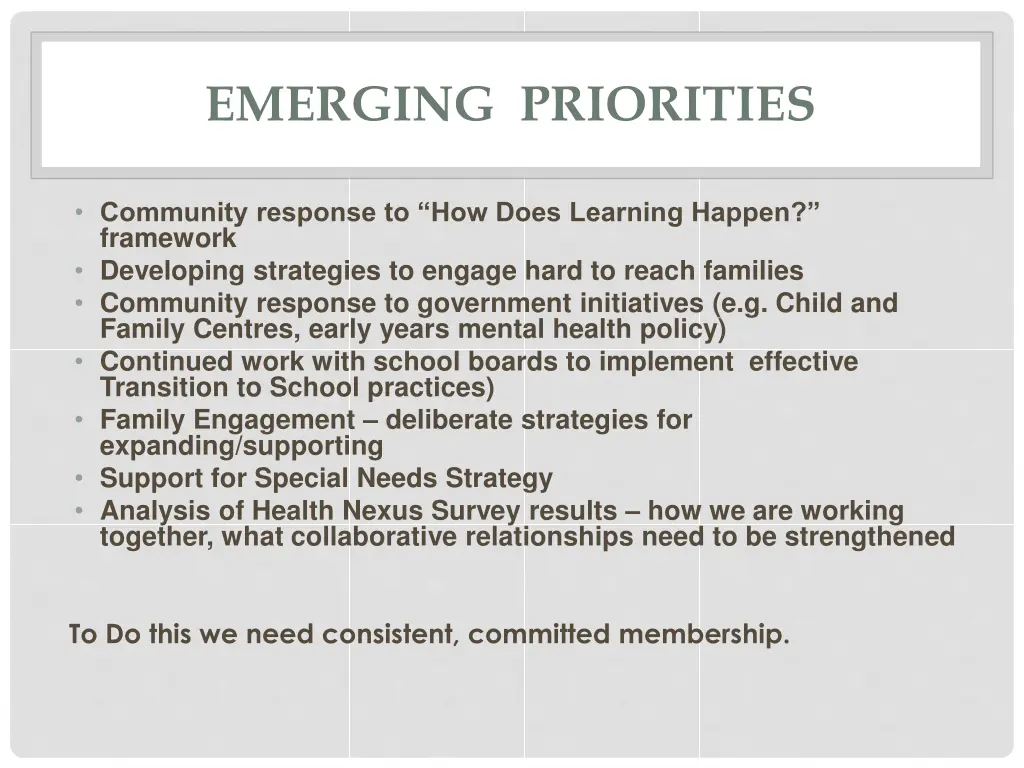 emerging priorities