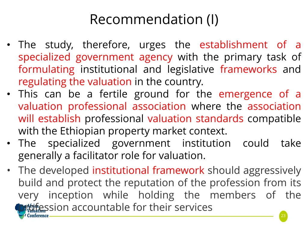 recommendation i