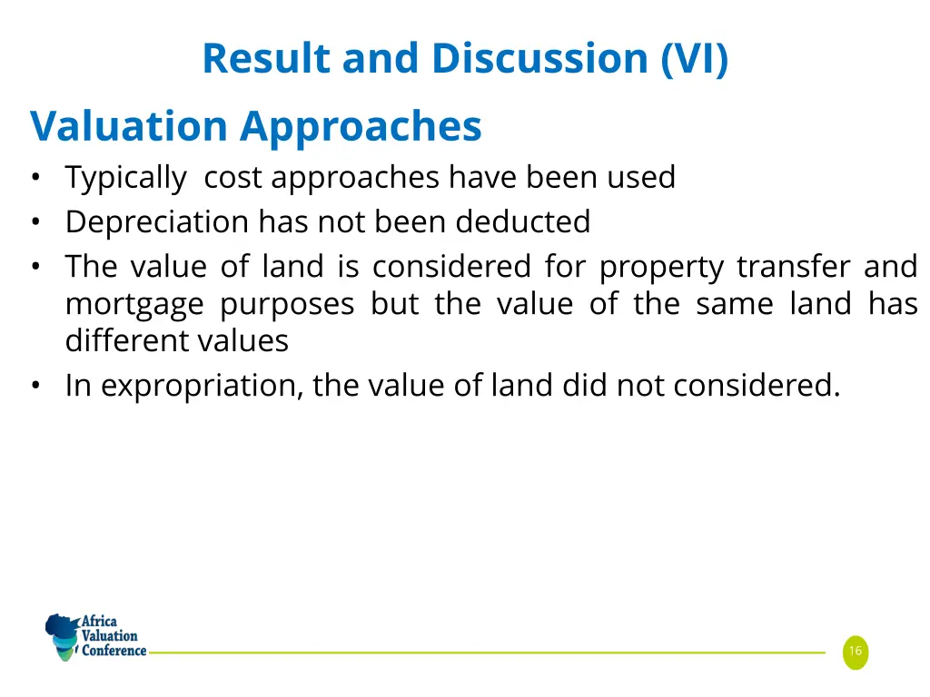 result and discussion vi valuation approaches