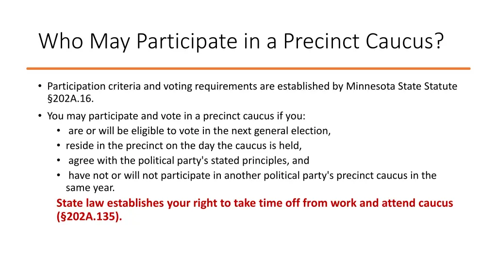 who may participate in a precinct caucus