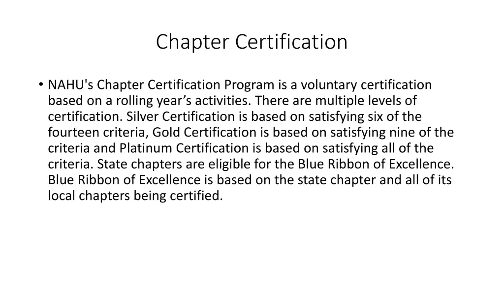 chapter certification