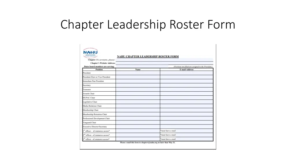 chapter leadership roster form