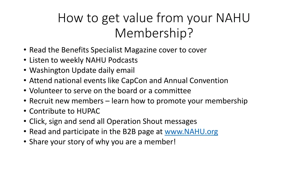 how to get value from your nahu membership read