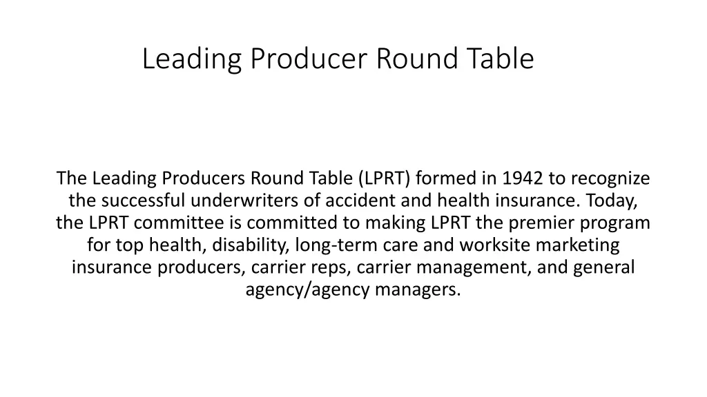 leading producer round table