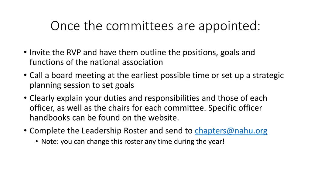 once the committees are appointed