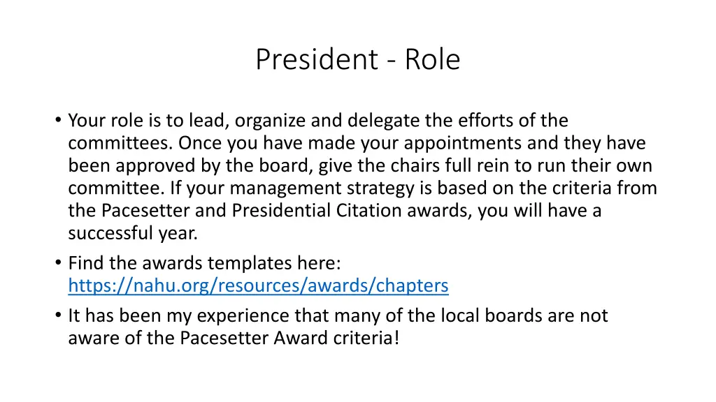 president role