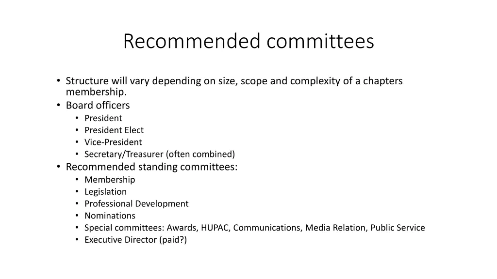 recommended committees