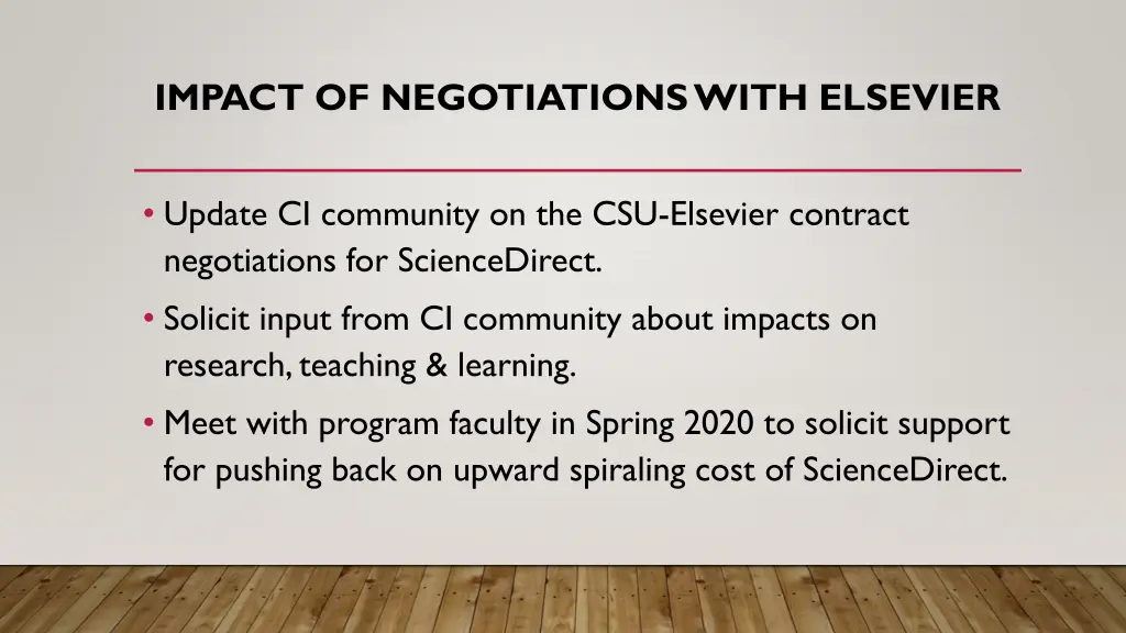 impact of negotiations with elsevier