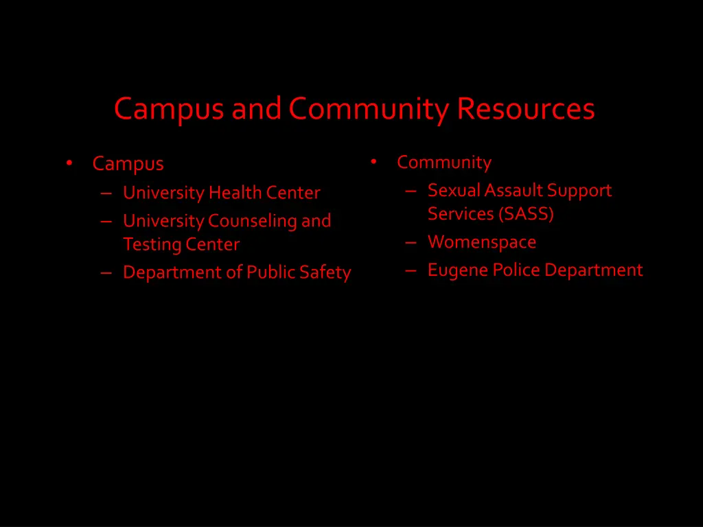 campus and community resources