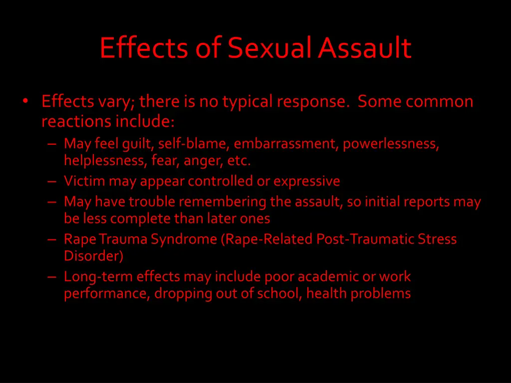 effects of sexual assault