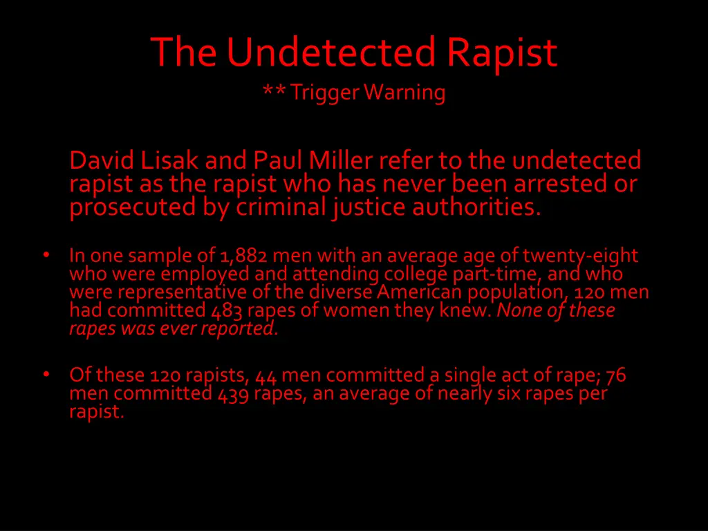the undetected rapist trigger warning