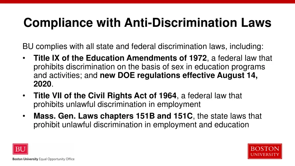 compliance with anti discrimination laws