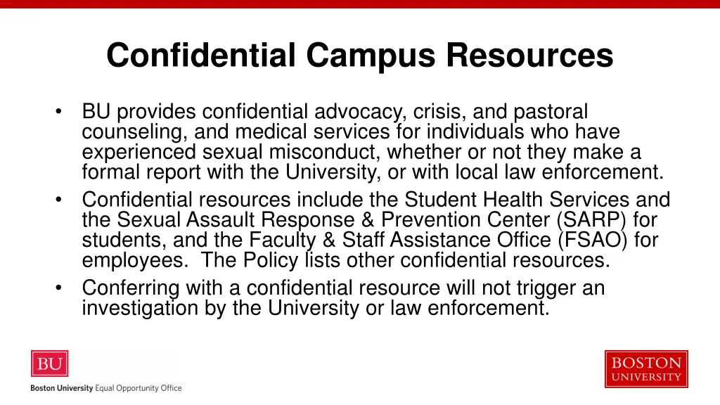 confidential campus resources