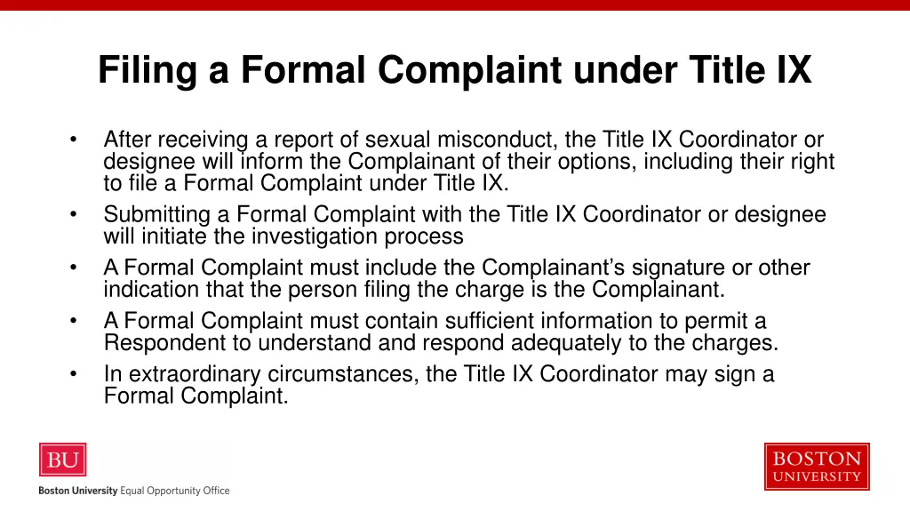 filing a formal complaint under title ix