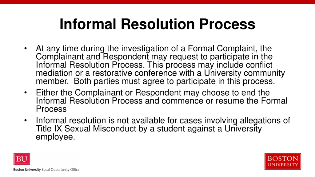 informal resolution process