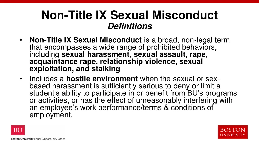 non title ix sexual misconduct definitions