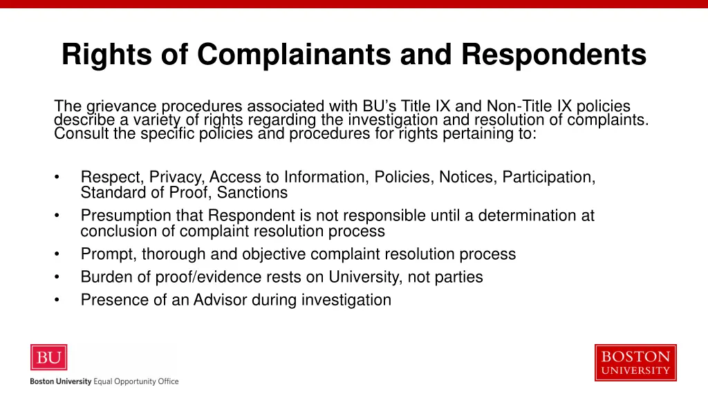 rights of complainants and respondents