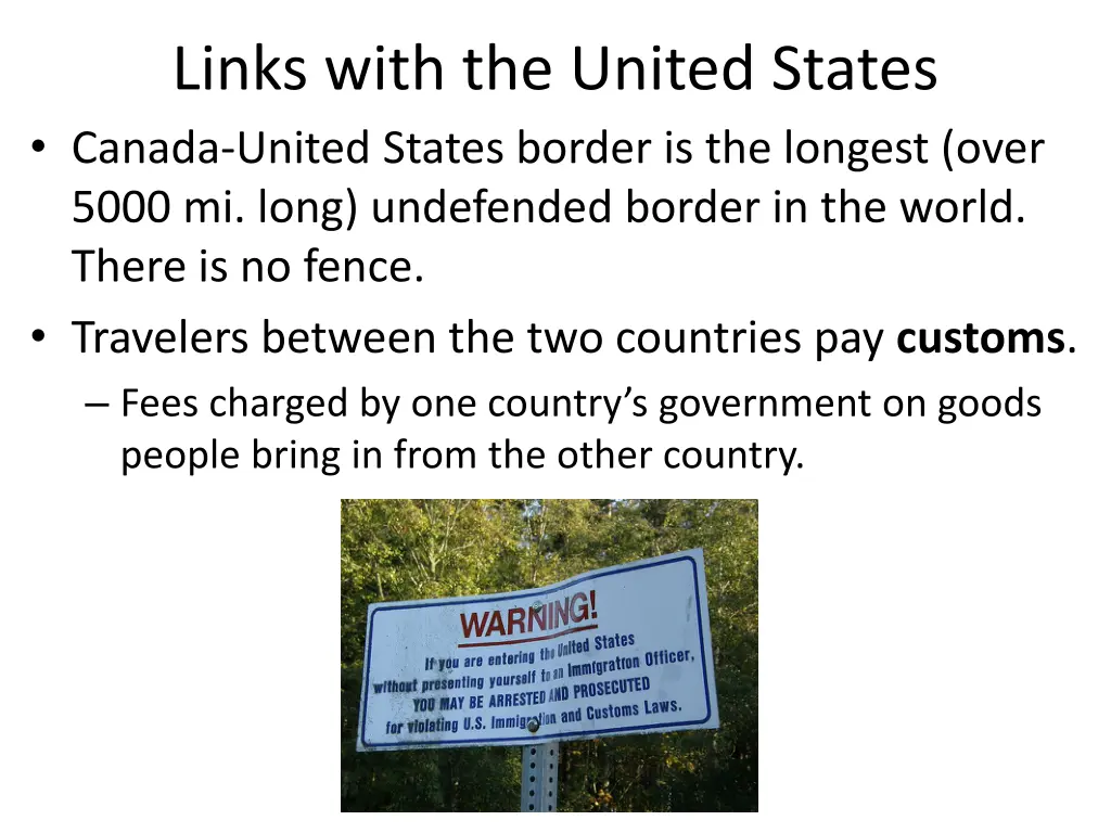 links with the united states canada united states