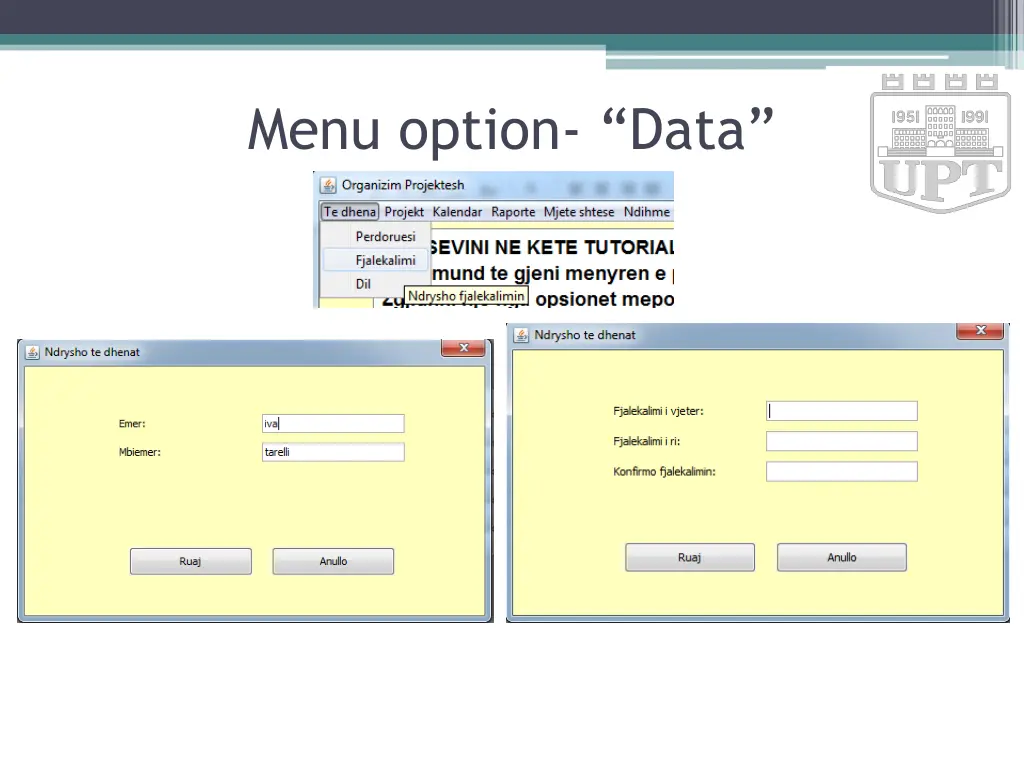 menu option data