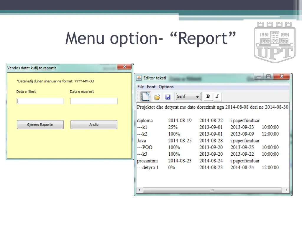 menu option report
