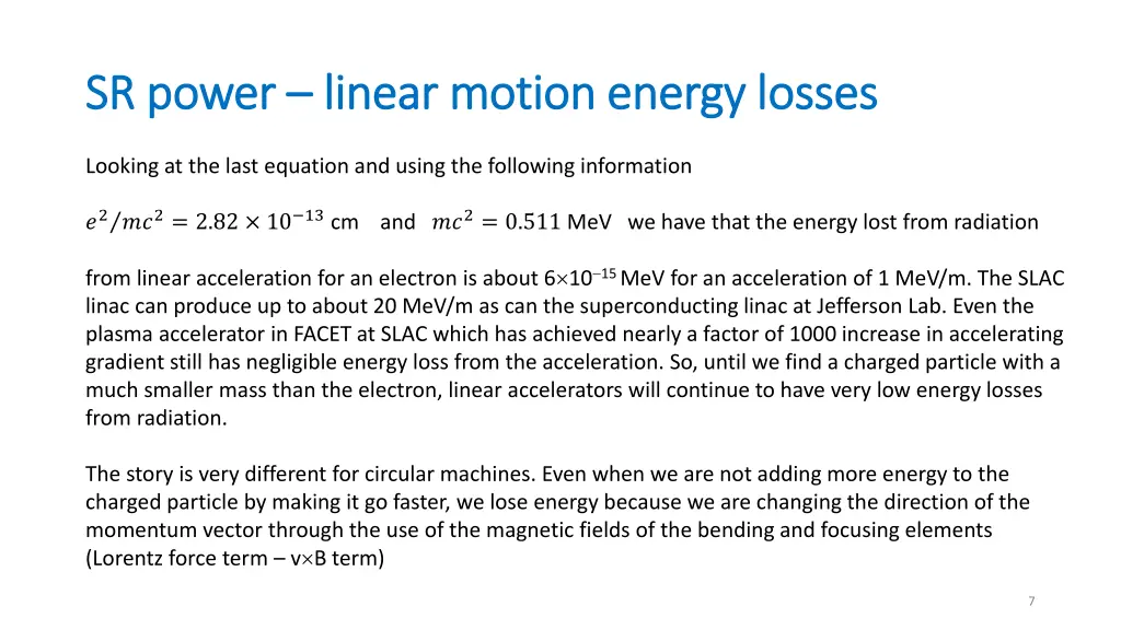 sr power sr power linear motion energy losses