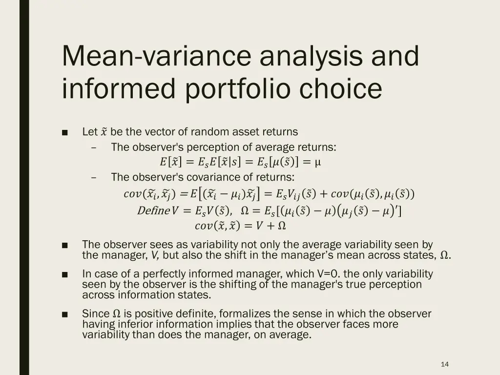 mean variance analysis and informed portfolio 1