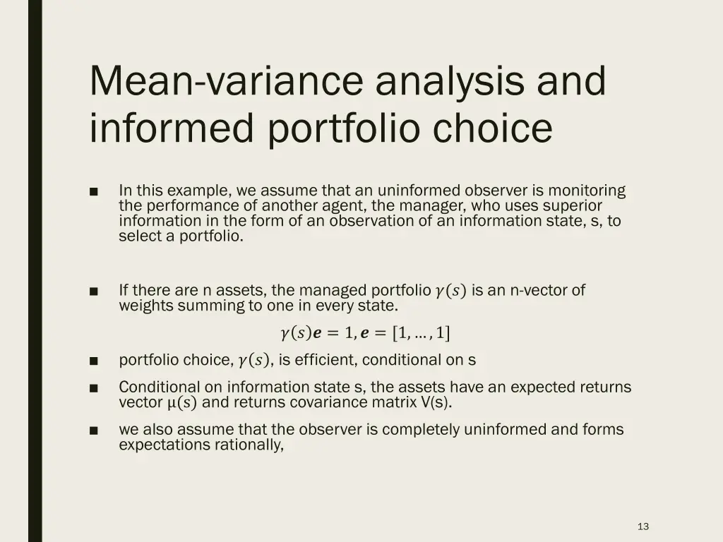mean variance analysis and informed portfolio