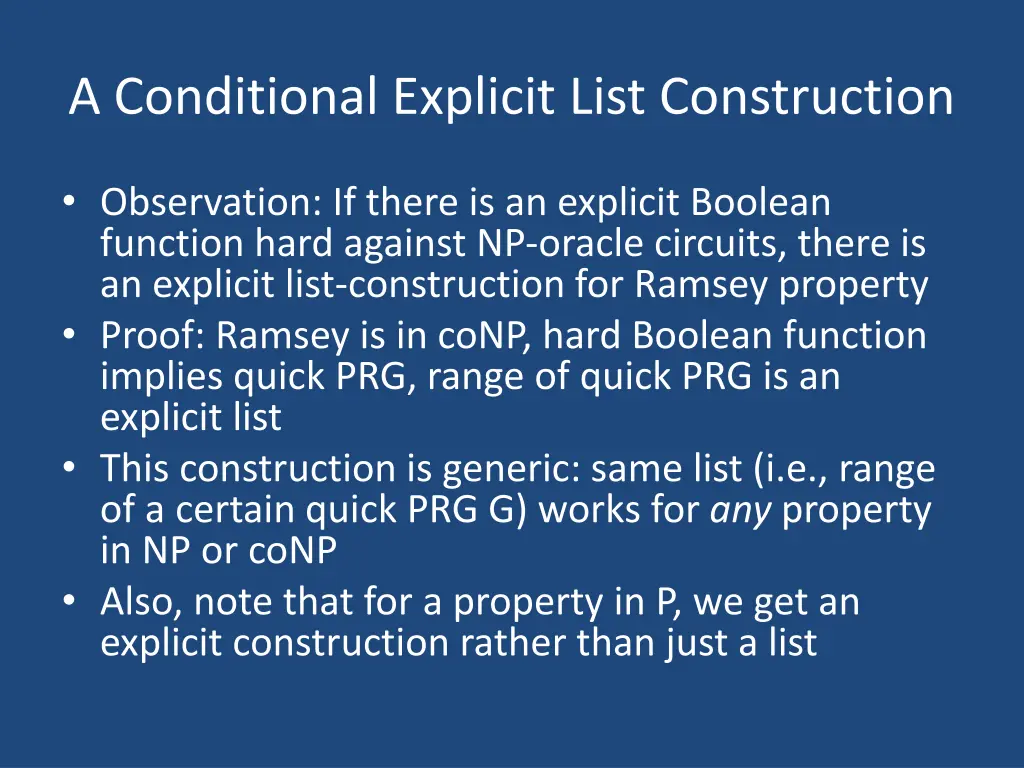 a conditional explicit list construction