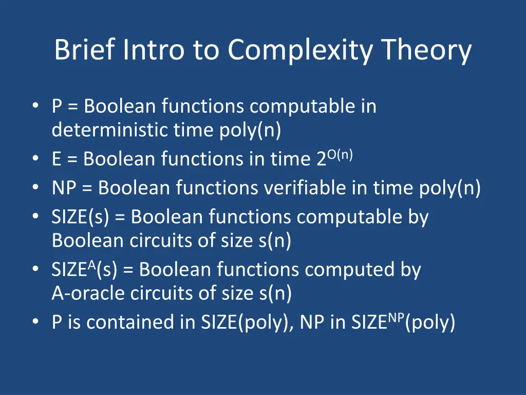 brief intro to complexity theory