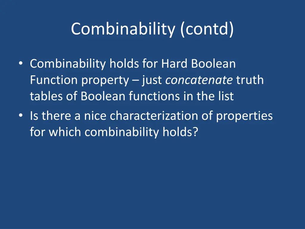 combinability contd