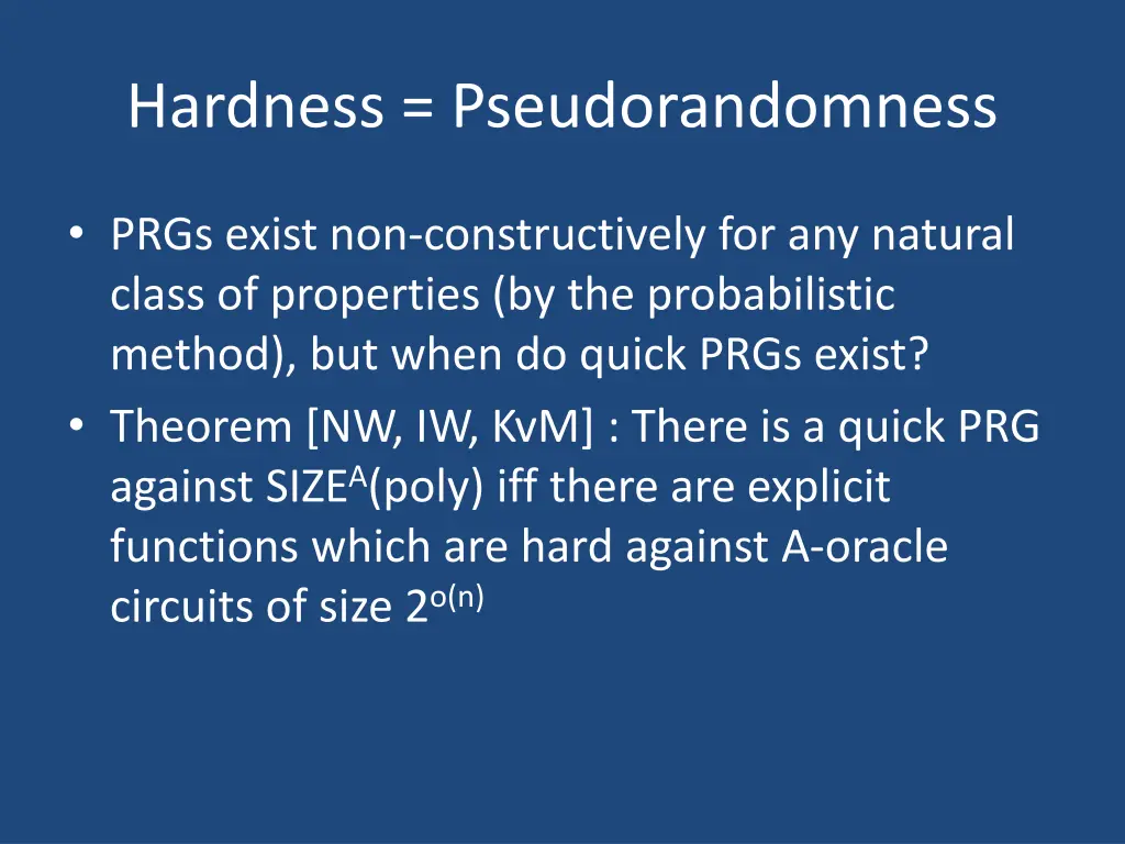 hardness pseudorandomness