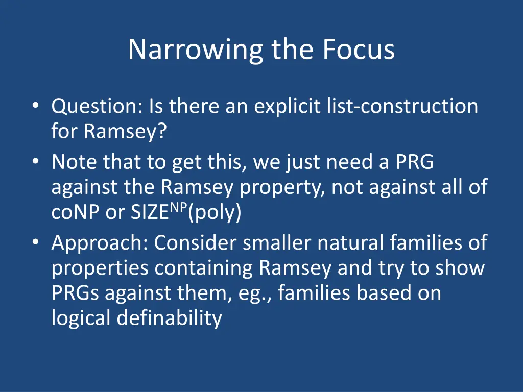 narrowing the focus
