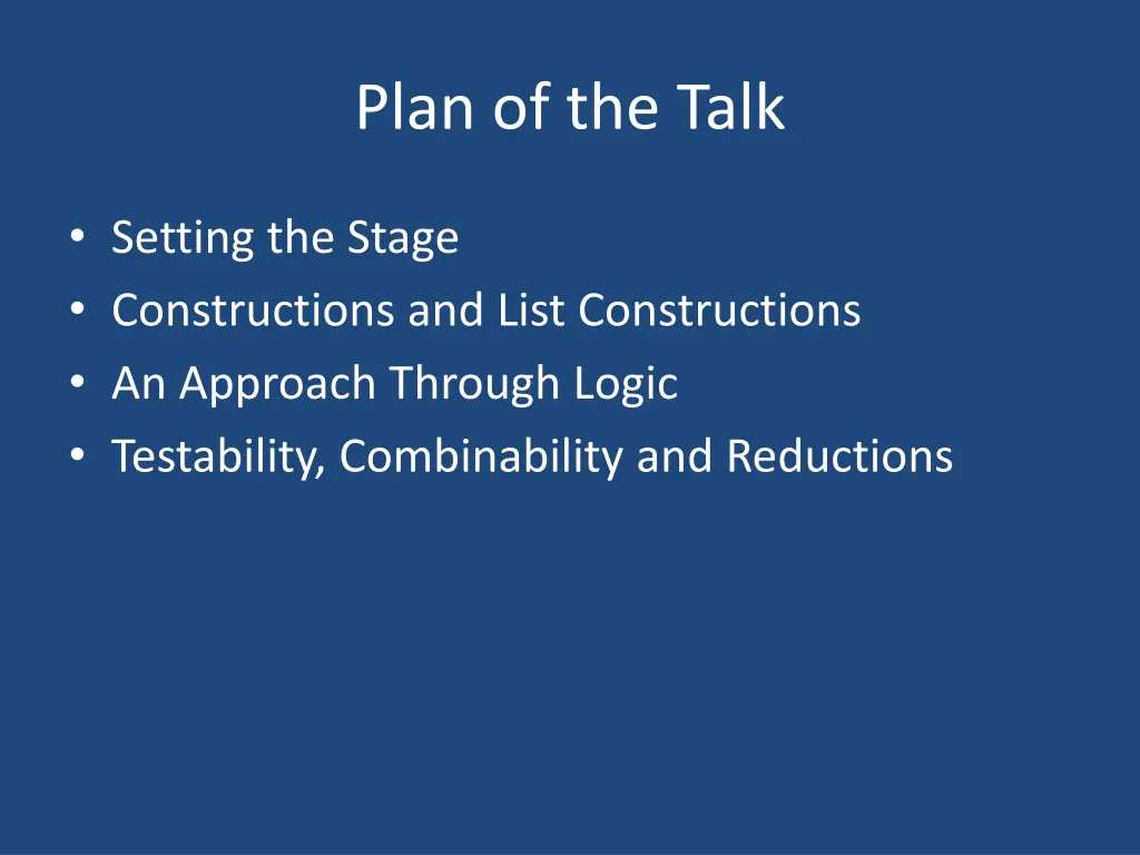 plan of the talk
