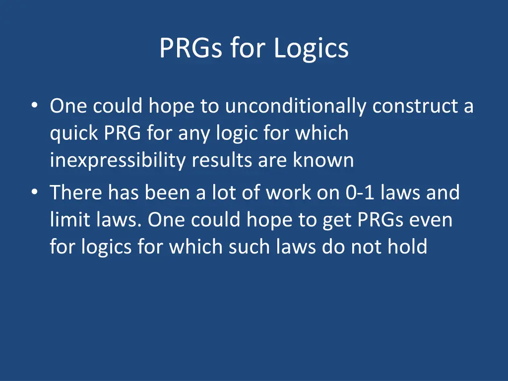 prgs for logics