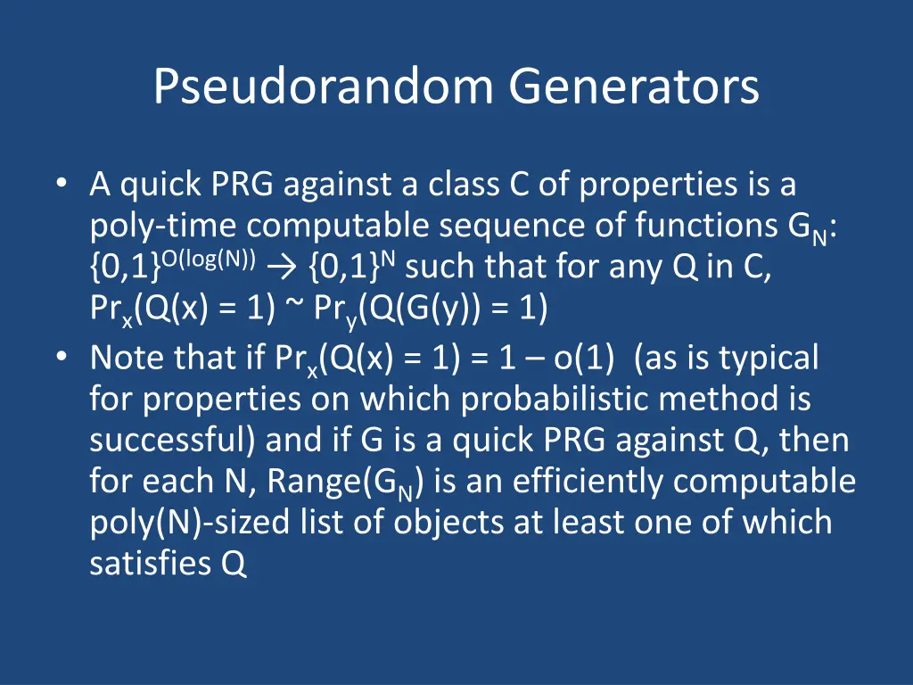 pseudorandom generators