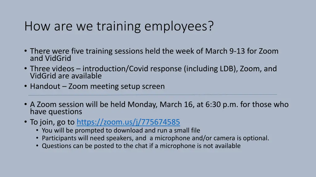 how are we training employees