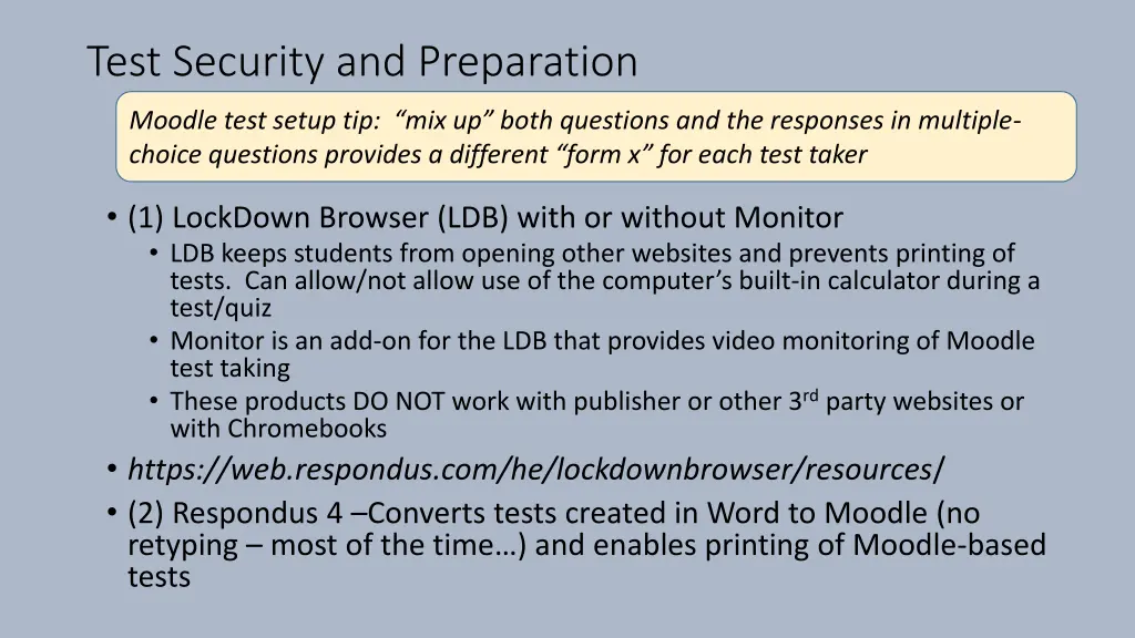 test security and preparation