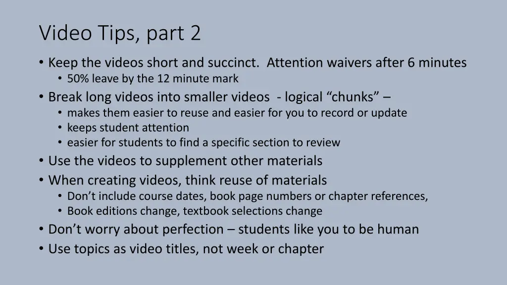 video tips part 2