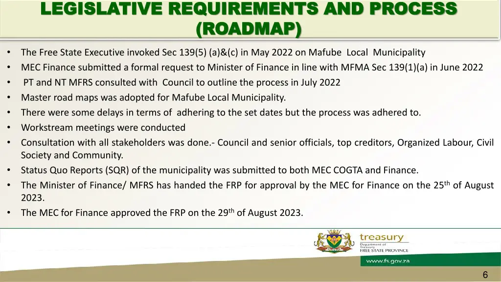 legislative requirements and process legislative