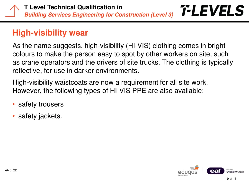 t level technical qualification in building 8