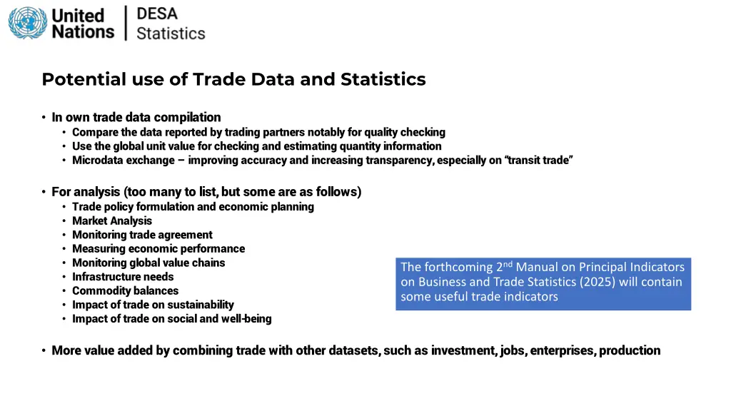 potential use of trade data and statistics