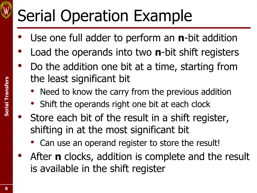 serial operation example use one full adder