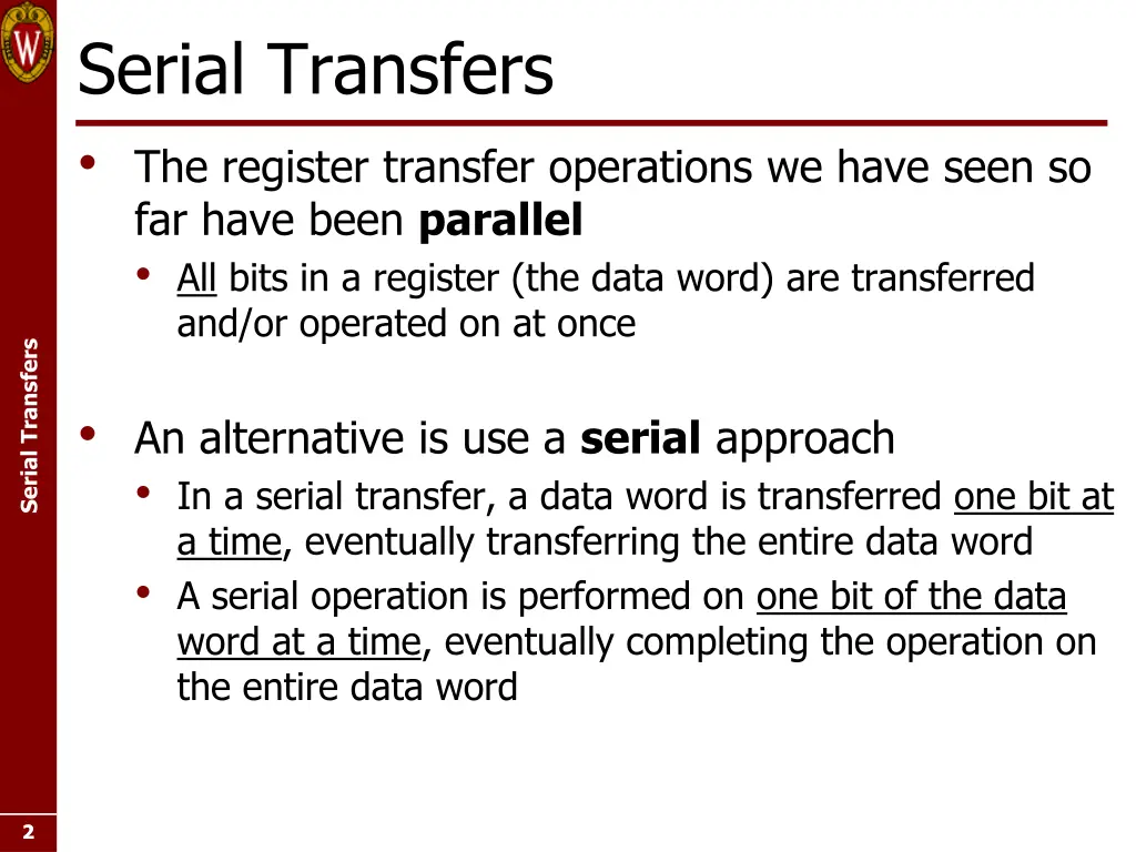 serial transfers the register transfer operations