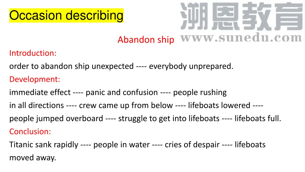 occasion describing