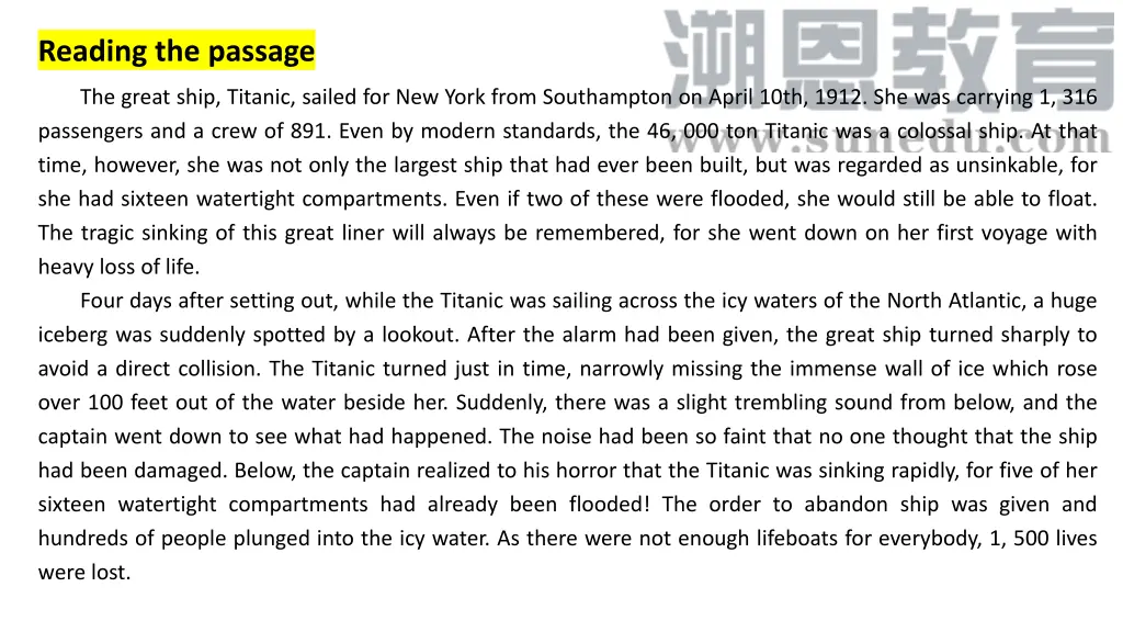 reading the passage 1