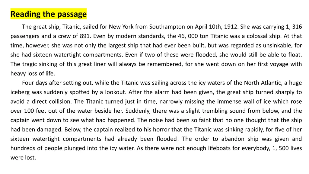 reading the passage