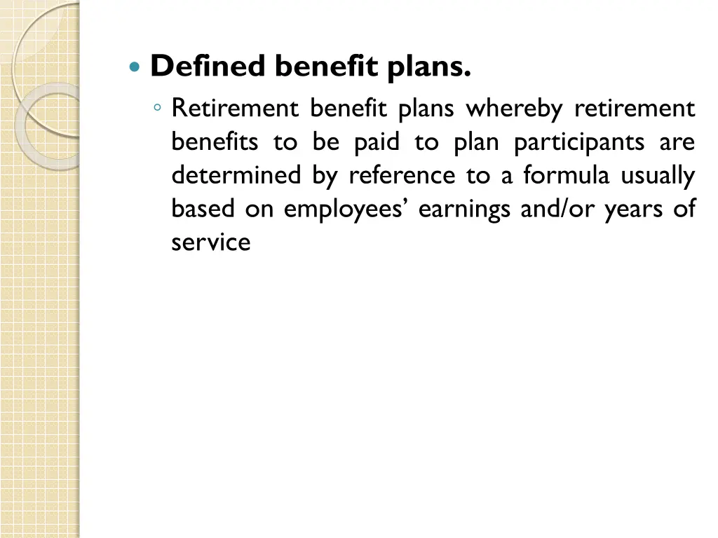 defined benefit plans retirement benefit plans