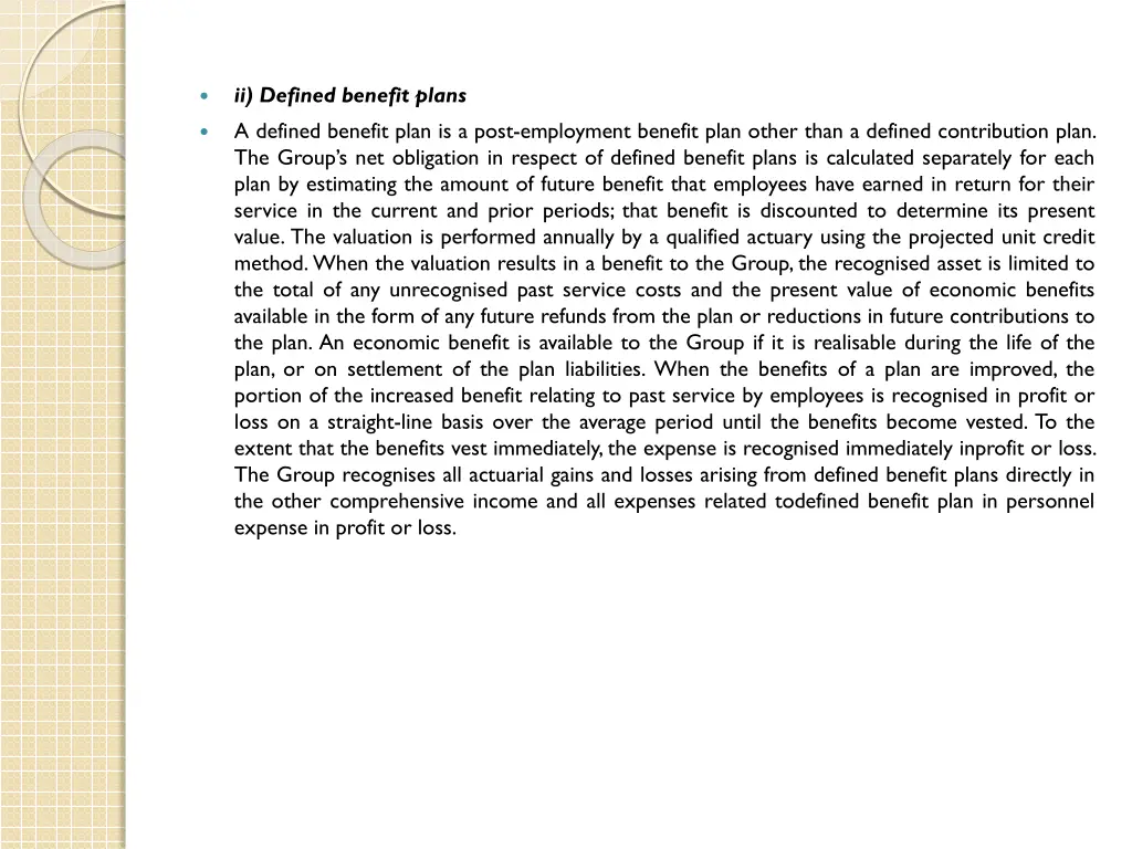ii defined benefit plans a defined benefit plan
